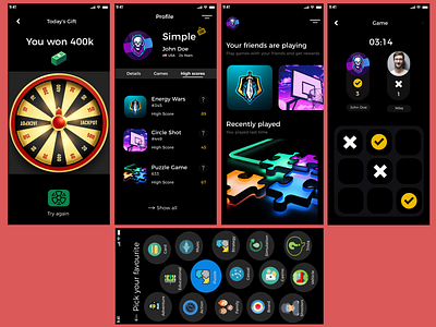 Multiple Category Game App Design 3d app design graphic design illustration ui ux