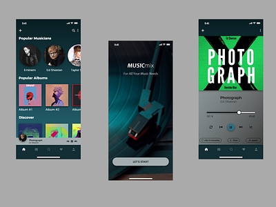 MUSICmix (Music App design) app branding design graphic design ui ux