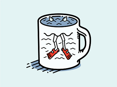 Shark Mug coffee doodle illustration sharks sketch swimming vector