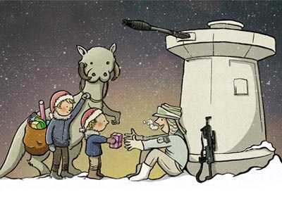 Christmas Card christmas hoth illustration star wars tauntaun