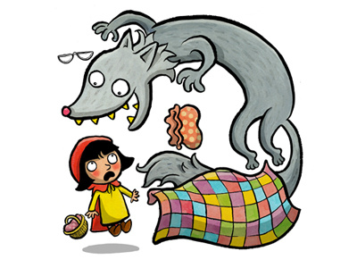 Red and the wolf childrens illustration wolf