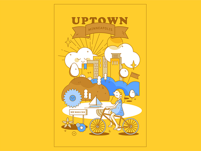 Uptown Poster colorful editorial illustration illustration isometric line art vector