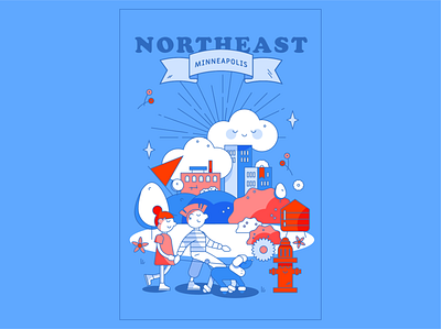 Northeast Poster colorful design editorial illustration illustration isometric isometric illustration line art vector