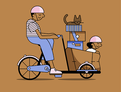 A Bicycle Built for Transportation Takes Off adobe illustrator character design colorful cycling editorial illustration flat illustration line art vector