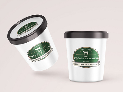 The Village Creamery branding design draft illustrator iteration logo mockup mockups package design packaging typography vector