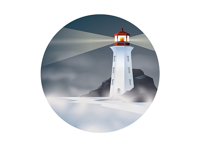 Lighthouse adobe art artist design fog graphic design illustration illustrator lighthouse night vector