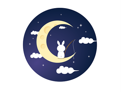 Moon Bunny adobe animal art bunny calm design dream illustration illustrator moon stars vector wish