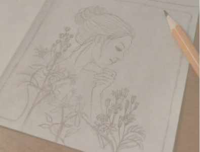 Thoughtful art artist artwork design features flowers illustration illustration art illustration design illustrations illustrator illustrator design lines person portrait sketch sketchbook sketches study thoughts