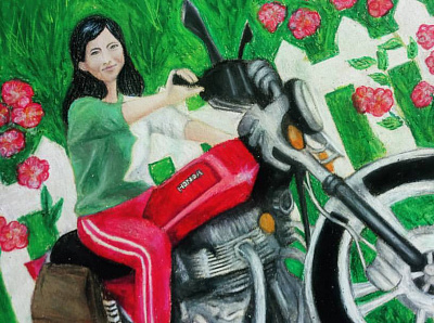 On a Motorcycle art artist artistic artwork design drawing drawingart honda illustration illustrator motorcycle oil pastel oil pastels oils