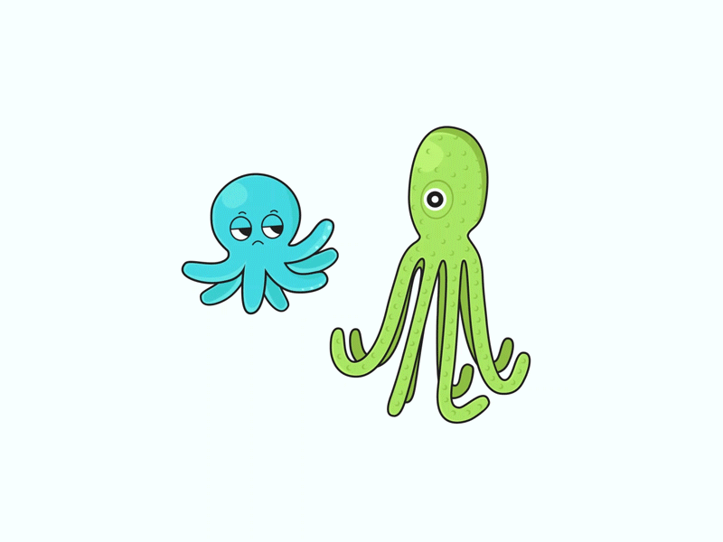 Duo Octopi adobe aftereffects animated gif animation animation 2d art artwork cartoon cute design dog illustration dog toy dogs drawing icon logo octopus ripple vector water