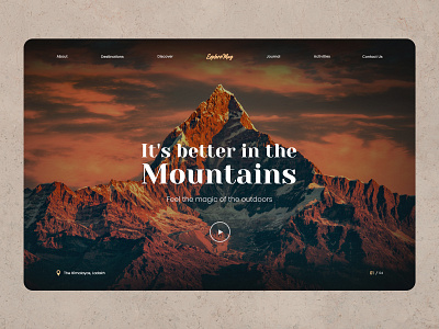 ExploreMag - Hiking Website Homepage dark theme design hiking minimalist mountains typography ui ui design ux web design website concept website design websites