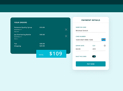 DailyUI #2: Credit Card Checkout design flat ux web