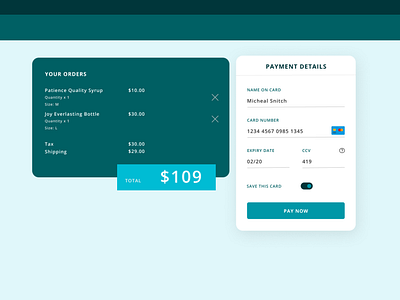 DailyUI #2: Credit Card Checkout