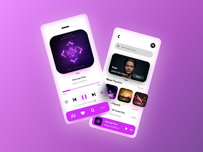 Music App Design app clean design glassmorphism minimal mobile music purple simple song ui ui ux uidesign unique ux uxdesigns uxui white