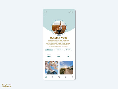 Daily UI 006 • User Profile 006 app design daily100challenge dailyui dailyui006 dailyuichallenge design profile profile page sketch ui ui design uidesign uiux user user inteface user profile userprofile ux