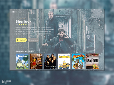 Daily UI 025 • TV App 025 app app design daily100 daily100challenge dailyui dailyui025 dailyuichallenge design interface interfacedesign sketch tv tv app tvapp ui uidesign uiux web web design