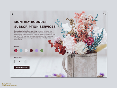 Daily UI 033 • Customize Product 033 customization customize product daily100 daily100challenge dailyui dailyui033 dailyuichallenge design e commerce floral bouquets interface interfacedesign product sketch ui uidesign uiux web webdesign