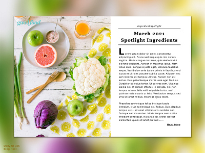 Daily UI 035 • Blog Post 035 blogdesign blogpost daily100 daily100challenge dailyui dailyui035 dailyuichallenge design foodblog interface interfacedesign sketch ui uidesign uiux web webdesign