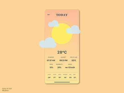 Daily UI 037 • Weather 037 app appdesign climate daily100 daily100challenge dailyui dailyui037 dailyuichallenge design interface interfacedesign sketch temperature ui uiux weather weatherapp