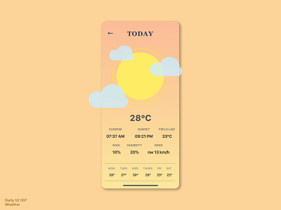 Daily UI 037 • Weather 037 app appdesign climate daily100 daily100challenge dailyui dailyui037 dailyuichallenge design interface interfacedesign sketch temperature ui uiux weather weatherapp