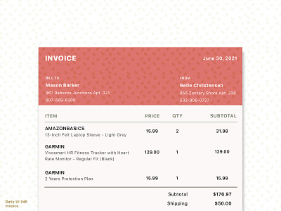 Daily UI 046 • Invoice 046 bill daily100 daily100challenge dailyui dailyui046 dailyuichallenge design finance interface interface design invoice invoice design sketch ui uiux web design