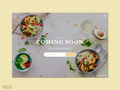 Daily UI 048 • Coming Soon 048 comingsoon comingsoonpage daily100 daily100challenge dailyui dailyui048 dailyuichallenge design interaction landingpage restaurant sketch ui uidesign uiux web webdesign