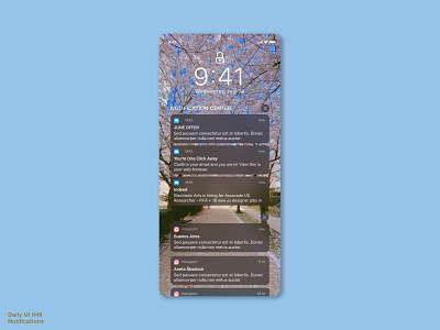 Daily UI 049 • Notifications 049 app appdesign daily100 daily100challenge dailyui dailyui049 dailyuichallenge design interface interfacedesign iosnotification iphone notificationcenter notificationdesign notifications sketch ui uiux