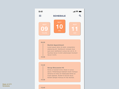 Daily UI 071 • Schedule