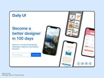 Daily UI 100 • Redesign Daily UI Landing Page