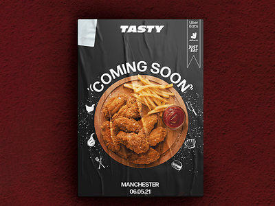 Tasty poster 3 branding chicken chicken wings design food food illustration foodie graphic design identity illustration poster poster a day poster art poster design posters restaurant restaurants take away takeaway takeout