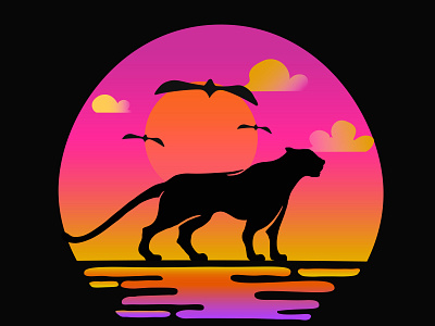 Panther - Sunset Illustration animation art branding design flat illustration illustrator logo ui vector