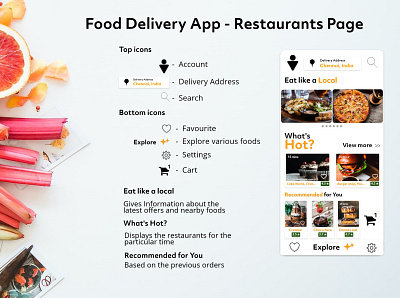 UI design - Restaurants page adobe xd animation app art branding flat illustration minimal ui ux xd design