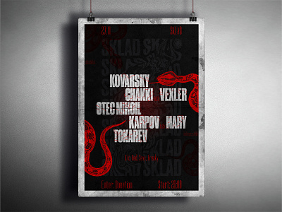 POSTER RED SKALD // SNAKES PATTERNS design kharkiv poster red snakes techno ukraine
