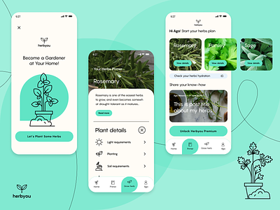 Herbyou app app branding design design app herbs icon illustration layout logo minimal ui vector
