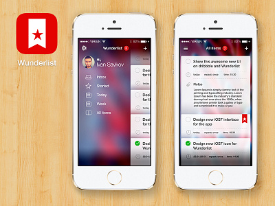 Wunderlist for iOS7 V2 app concept design ios7 list redesign to do wunderlist