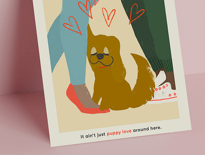 Puppy Love animals art bold color colorful cute design digital art digital drawing dog drawing graphic design hearts illustration illustration art texture valentine valentines day
