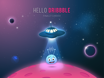 Hello Dribbble cosmos dribbble illustration invite planet space vector
