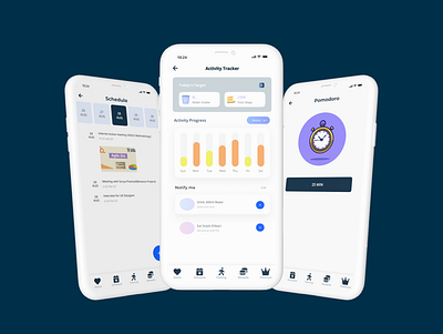 Time Management application design design fitness app illustration ui ux ux design