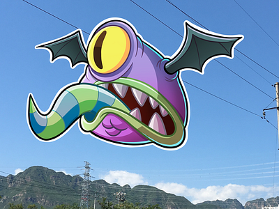 Flying cartoon character drawing monster