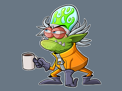 Grumpy Space Monster cartoon character character design digital art drawing grumpy illustration mascot monster sci fi space