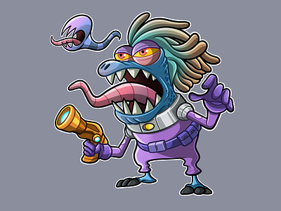 Grumpy Space Monster cartoon character character design creature design digital art drawing grumpy illustration mascot monster space