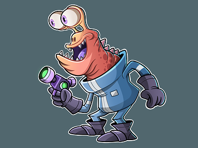 Grumpy Space Monster alien cartoon character character design digital art drawing illustration mascot monster space