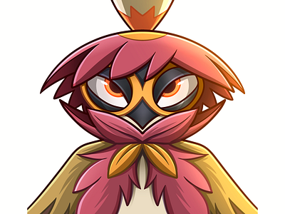 Hisuian Decidueye cartoon character character design digital art drawing illustration pokemon rowlet