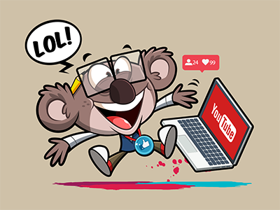 Crazy Koala -Character Design character character design geek koala mascot mascot design youtube