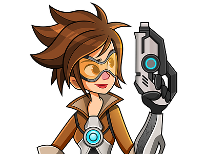 Tracer - Overwatch character fanart games illustration overwatch popon85 tracer vector video game