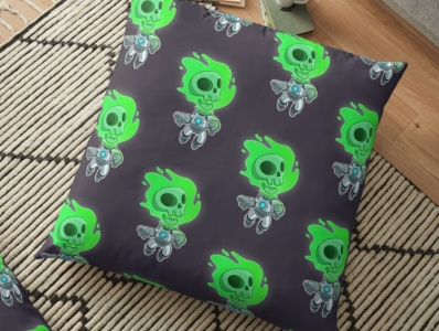 Skull Space - Floor Pillow cartoon character character design digital art drawing gaming illustration pillow redbubble sale shop shopping store tshirt vector