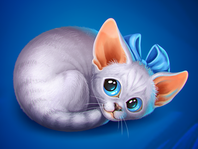 Devon rex kitten cute game art game object icon illustration kitten