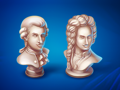 Mozart and Vivaldi character design game art icon design illustration
