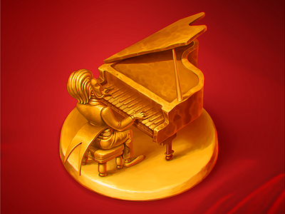 Golden Pianist character design game art icon design illustration