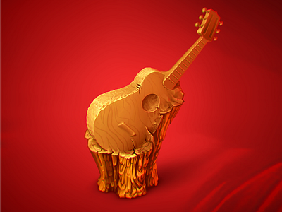 Wooden Guitar game art game object icon illustration music